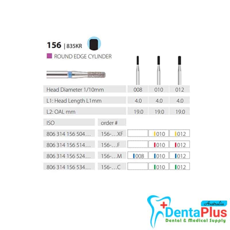 Diamond Burs Round End Cylinder ISO: 156-835 MDT #10Pcs/Box