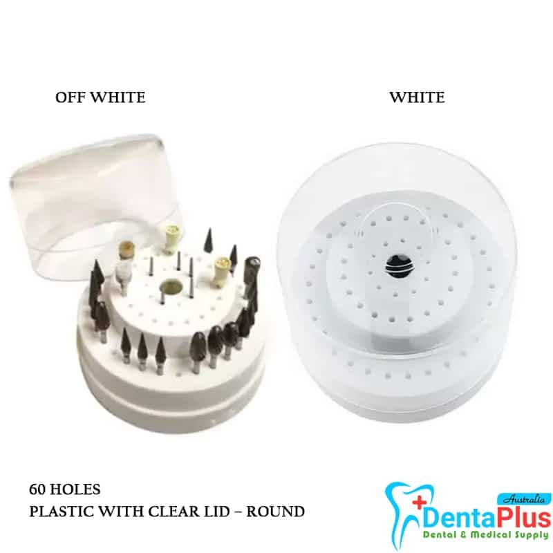 Bur Holders 60 Holes Plastic with Clear Lid – Round #Each