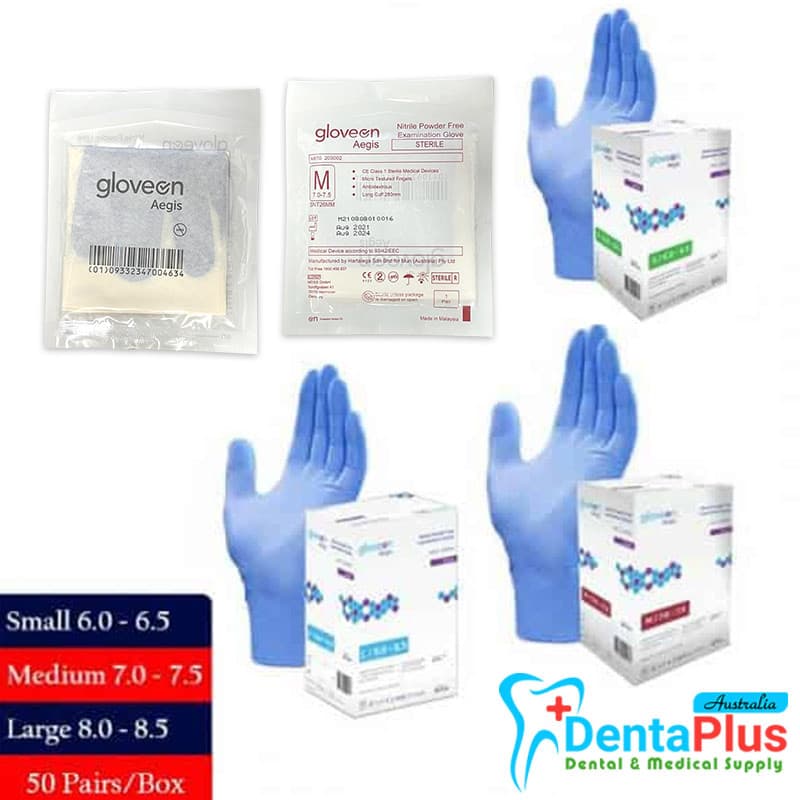 Aegis/Gloveon Surgical Sterile Nitrile Exam Gloves Long Cuff #50 Pairs/Box
